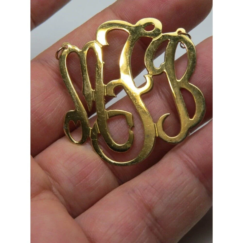 14k Initials M-T-B  Nameplate